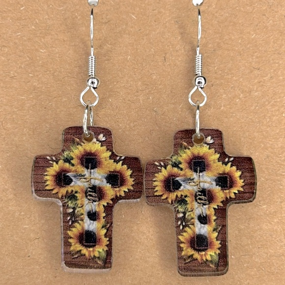 Jewelry - Clear Acrylic Faith Cross Dangle Earrings